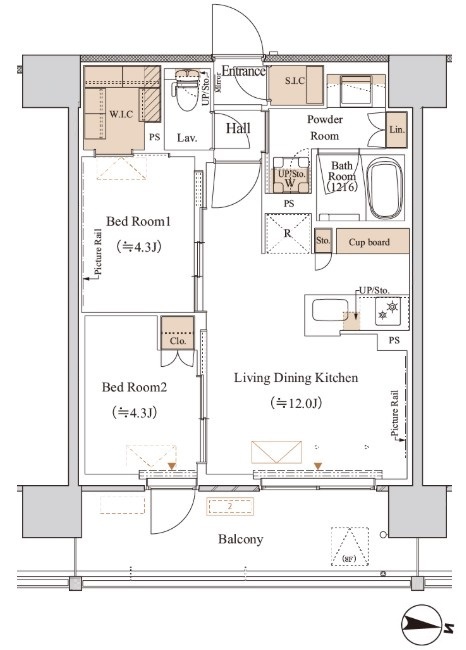 412号室 E3 間取り図