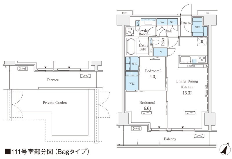 111号室 Bag 間取り図