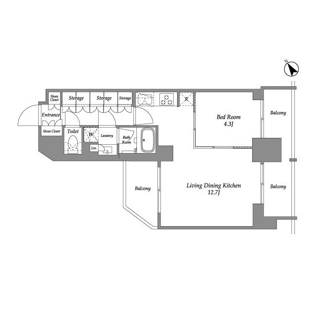 1106号室 P 間取り図