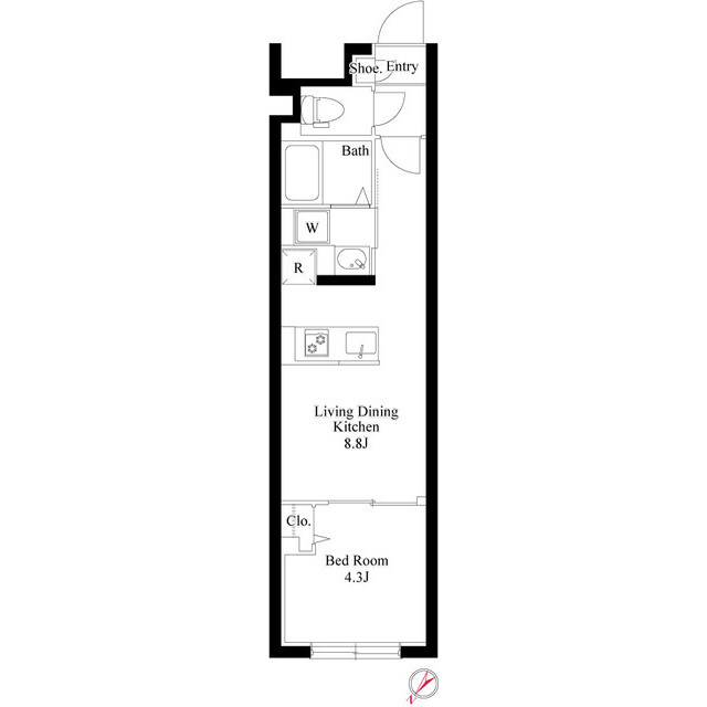 0002号室 B 間取り図