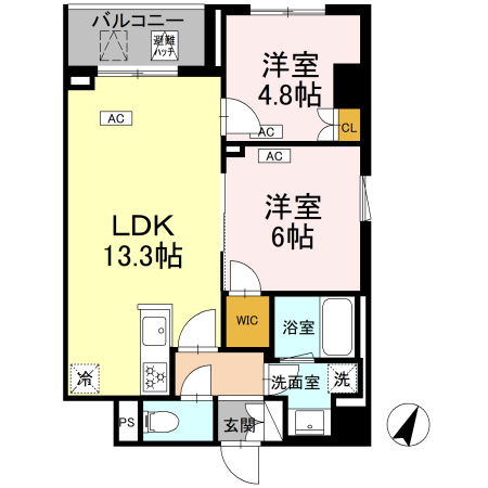 515号室 L' 間取り図