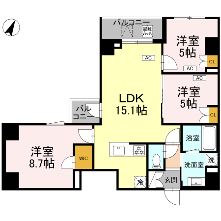 421号室 K 間取り図