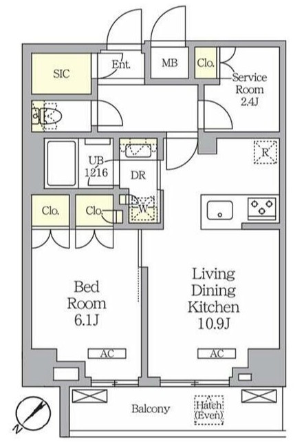 312号室 K 間取り図