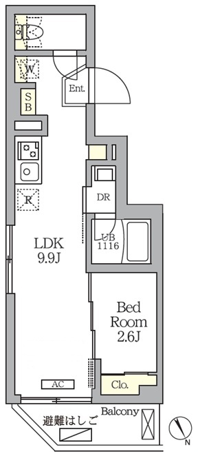 407号室 D 間取り図