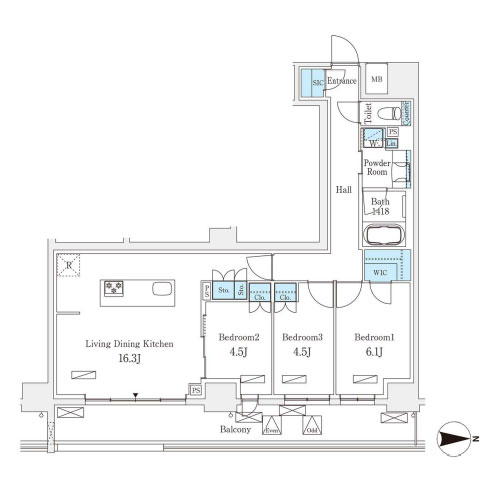 328号室 E-D 間取り図