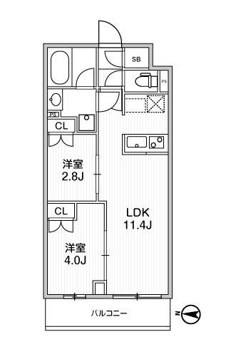403号室 B2 間取り図