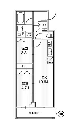 201号室 E2 間取り図