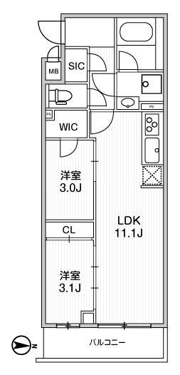 410号室 G2 間取り図