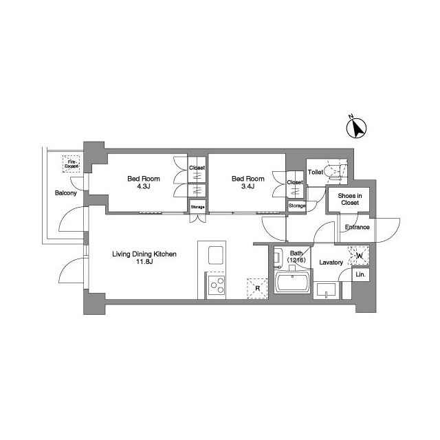 207号室 B 間取り図