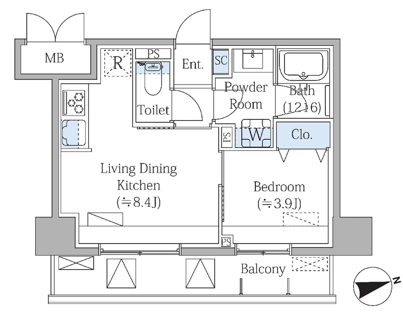 406号室 B 間取り図