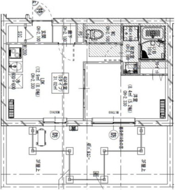 404号室 A 間取り図