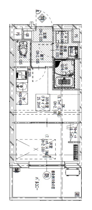 305号室 E2 間取り図