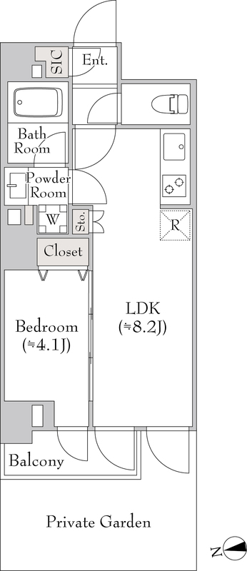 E(1F) 間取り図